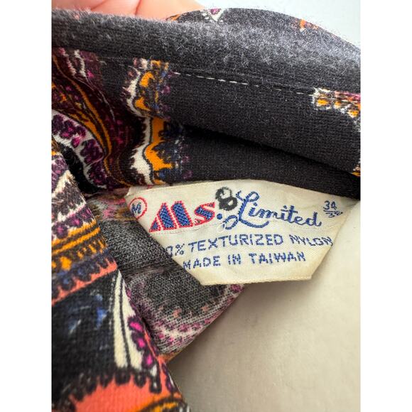 Vintage 70's Ms. Limited Black Paisley Dagger Collar - Picture 3 of 4